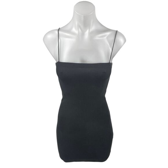 Zara Black Rib Knit Sleeveless Cami Camisole Mini Bodycon Tank Sweater Dress S - Picture 1 of 4